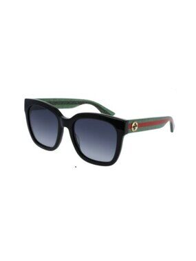 NEW GUCCI GG0034SN 002 Sunglasses Black Green Red Stripe 54mm Gradient Lens New